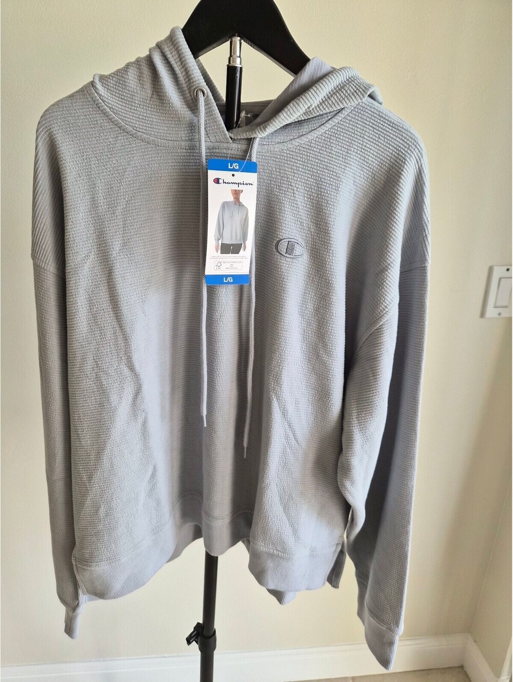 Champion Lightweight Gray Pullover Hoodie Large 0308